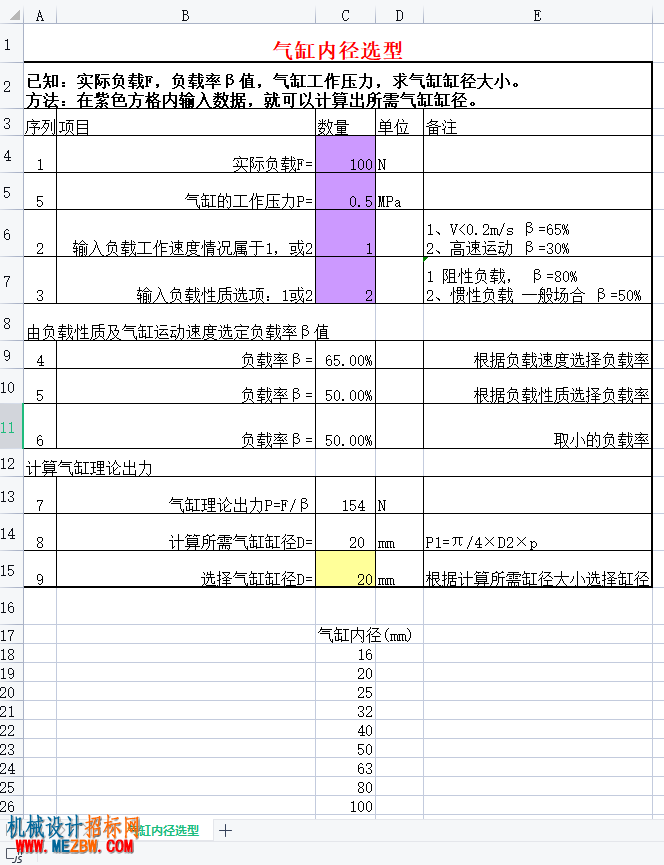 气缸选型插件