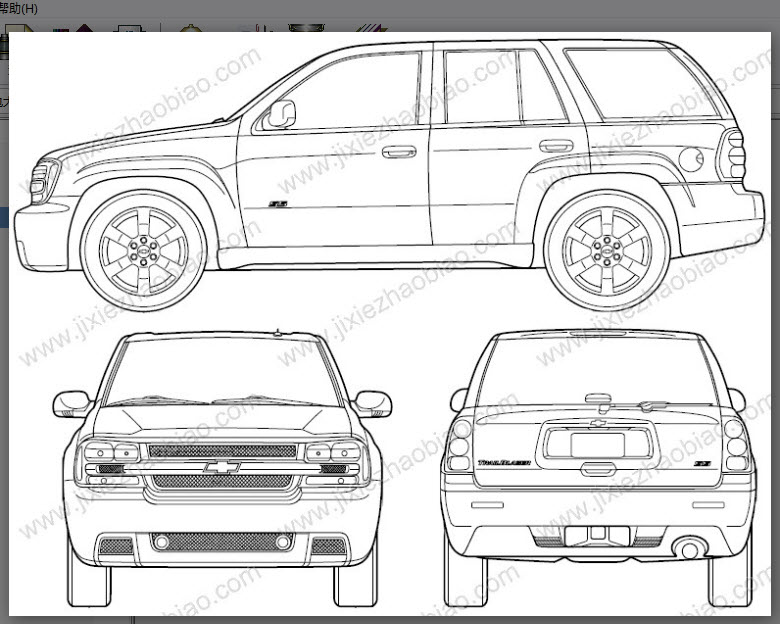 各种车辆的三视图