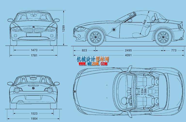 70张汽车三视图一-机械设计招标网
