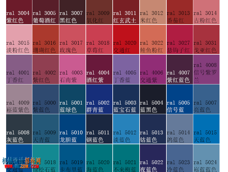 ral色卡电子版色号